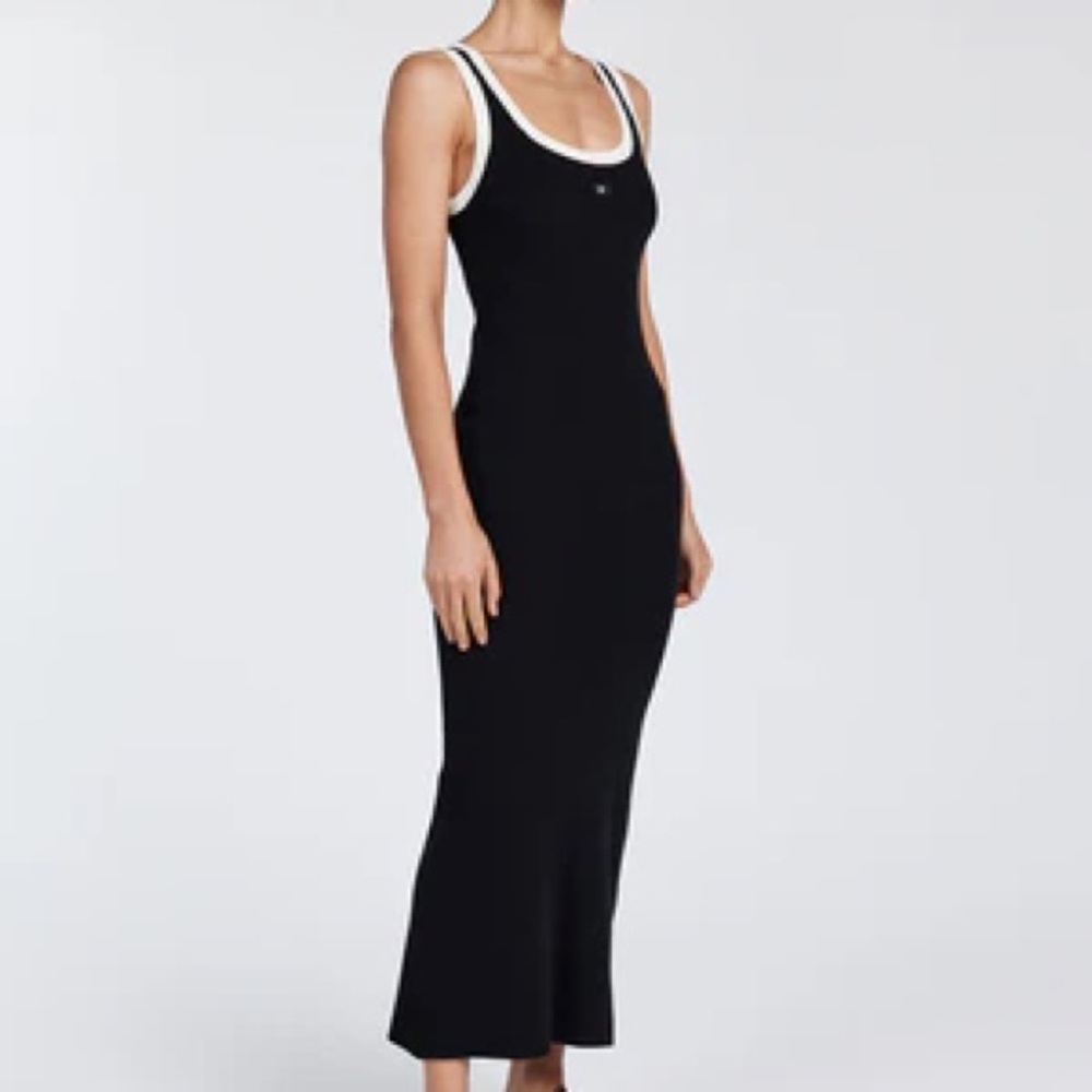 DISSH Black and White Ribbed Maxi Dress